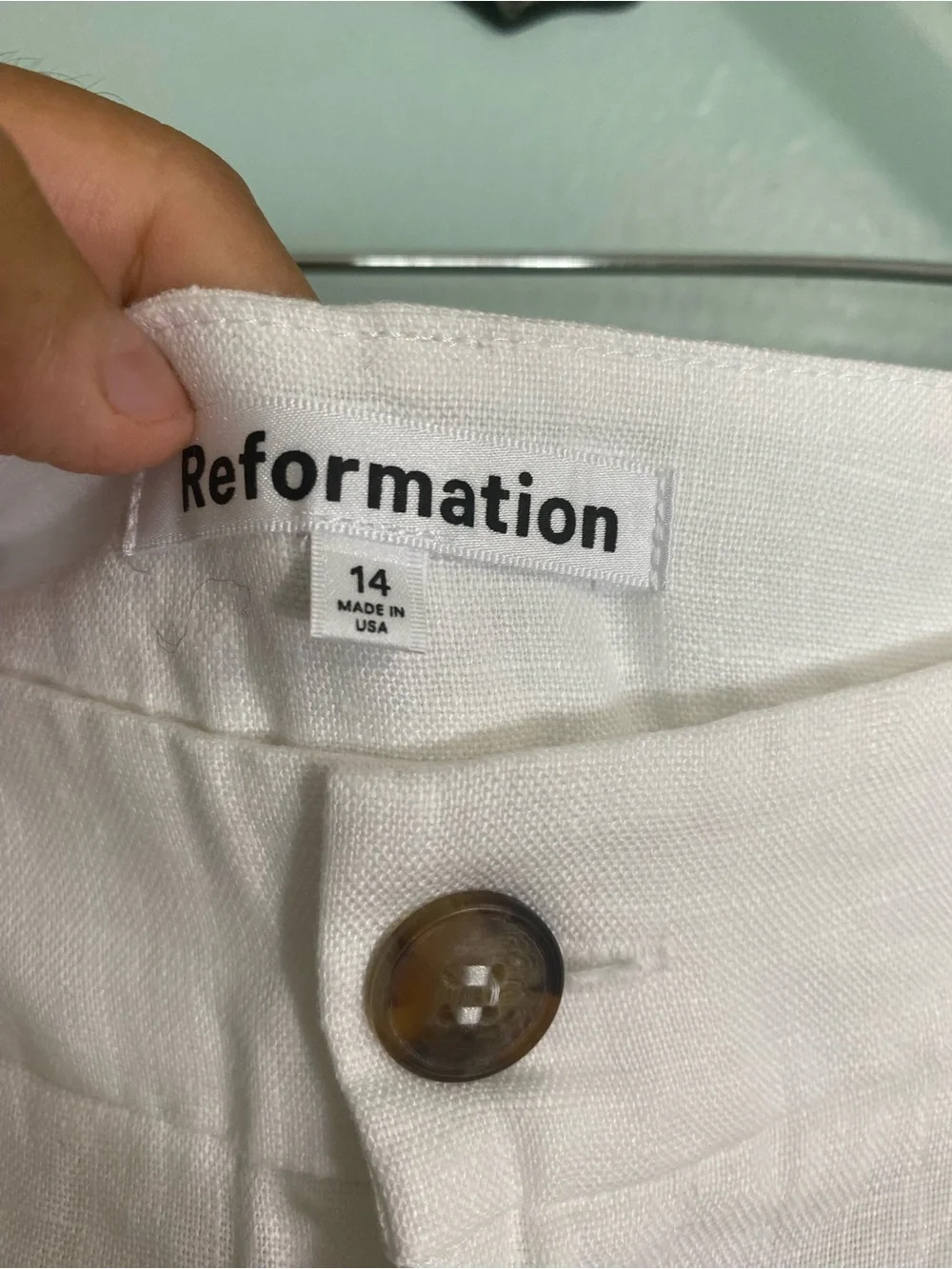 Reformation Mason Linen Pant‎ White Size 14